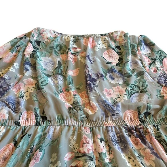 Torrid Tea Length Chiffon Front Tie Dress Floral Print Wedding Guest Size 2X - Picture 8 of 12